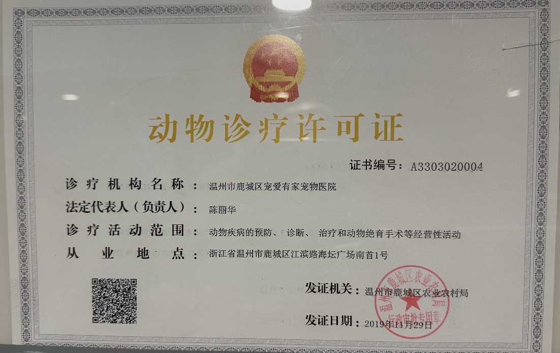 动物诊疗许可证